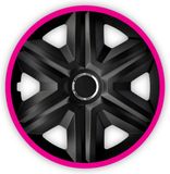 NRM FAST LUX wieldoppen 14 inch - set van 4 - zwart en roze - dubbel gelakt plastic