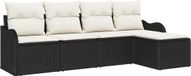vidaXL Tuinbank - Set - 5-delig - Zwart - Polyrattan