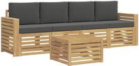 vidaXL - Buiten - bank - set - 5 - st - Wit - en - antracietkleurig - Polyester