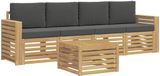 vidaXL - Buiten - bank - set - 5 - st - Wit - en - antracietkleurig - Polyester