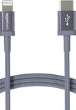 Amazon Basics USB-A naar Lightning-oplaadkabel, nylon gevlochten snoer, MFi-gecertificeerde oplader voor Apple iPhone 14, 13, 12, 11, X, Xs Pro, Pro Max, Plus, iPad, 0,9 m, donkergrijs