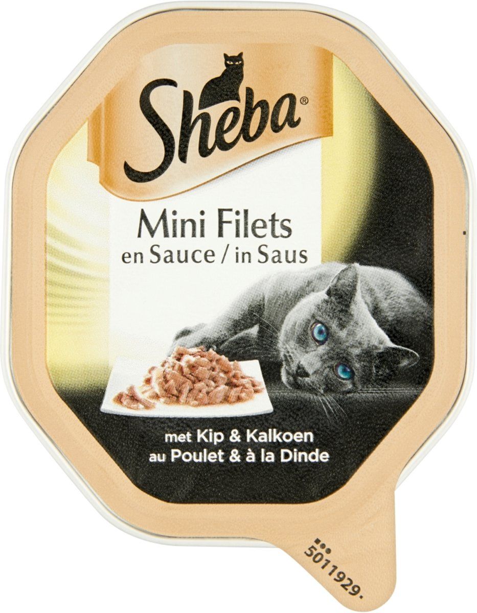 Sheba Mini Filets - Kip/Kalkoen in saus - Aluminium Kuipjes - Kattenvoer - 22 x 85 gr
