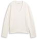 Tom Tailor Pull en maille aspect bouclé Col en V Manches longues Coton Whisper White Taille XS
