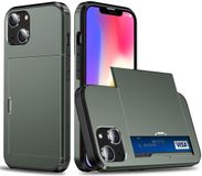 Selected by GSMpunt.nl Hoesje met Kaarthouder Slider Geschikt voor Apple iPhone 15 | Back Cover Pasjeshouder Achterkant | Kaarthouder voor Twee Pasjes | Groen
