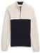Tom Tailor Troyer gebreide trui met mix van structuren - Maat XXL - offwhite navy color block