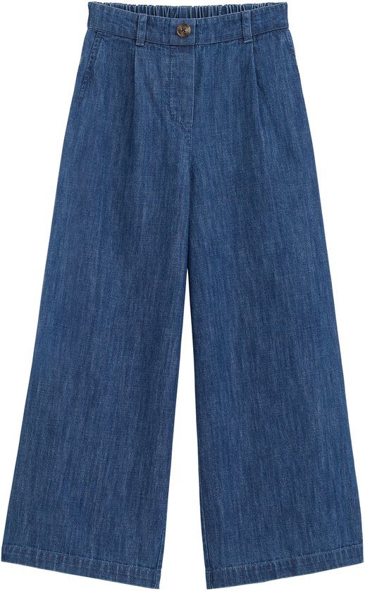WE Fashion Meisjes high waist broek - Dark blue - Katoen - Maat 110