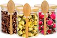 Sans marque Pots de stockage en verre avec couvercle en bambou - Set de 3 - 600 ml