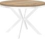 Dekori.Interiors Eettafel "ENDIK" wit, 110/210 cm uitschuifbaar, eikenhout Sonoma met ringvormig onderstel – Industrieel, Loft-stijl