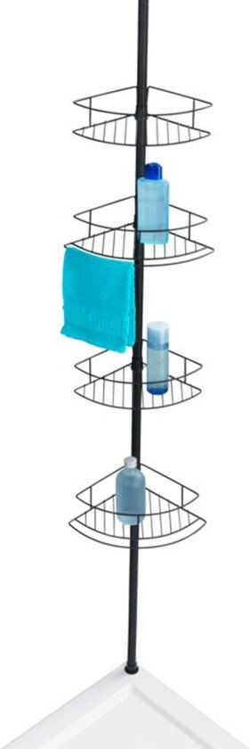WENKO Dolcedo Telescopisch Doucherek - 4-laags - RVS - Zwart