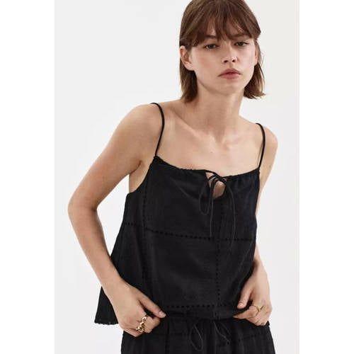 Mango broderie top - zwart