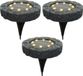 Lumineo Solar grond prikspot/tuinspot - 3x - LED - kunststeen - steengrijs - warm wit - 11 x 2 cm
