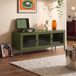 Sicaan EZRA Support TV industriel en métal, 130 cm, 3 portes, noir avec verre trempé