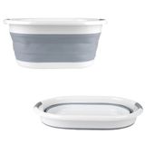 Beldray LA034816 Sterke ovale opvouwbare wasmand met duurzame kunststof handgrepen, inhoud 37 liter, grijs, lichtgewicht, perfect voor eenvoudige opslag