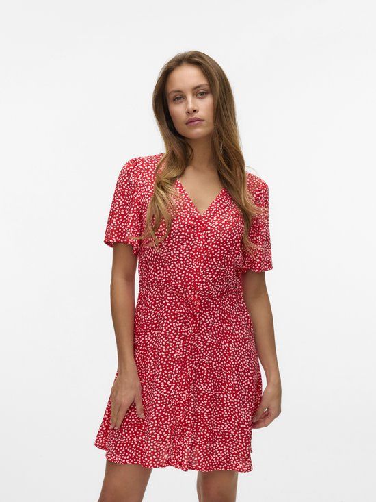 VERO MODA VMALBA SS SHORT DRESS WVN NOOS - Fiery Red - Women's Dress - Size S
