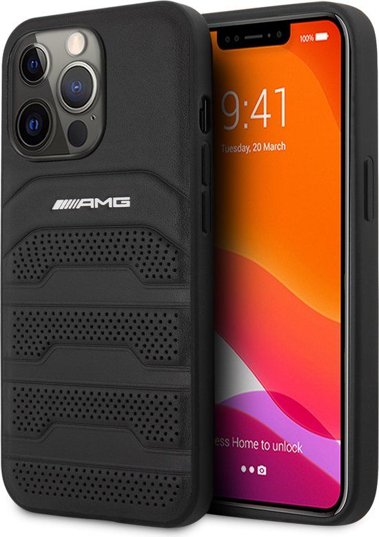 Mercedes AMG Mercedes-Benz iPhone 13 Pro Backcase hoesje - Leer - Zwart