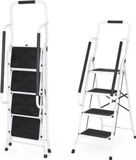 Tavien Luxe trap pliante – 2–4 marches – Escabeau pliable – Pieds antidérapants – Escabeau portable pour intérieur et extérieur