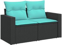 vidaXL 7-delige Loungeset met kussens poly rattan zwart