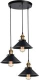 Goeco Vintage Industriële Kroonluchter 3 Lichtpunten Zwart IJzer