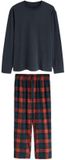 Next - Heren - Gezellige pyjamaset met lange mouwen in geruite jersey - Blauw