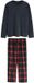 Next - Heren - Gezellige pyjamaset met lange mouwen in geruite jersey - Blauw