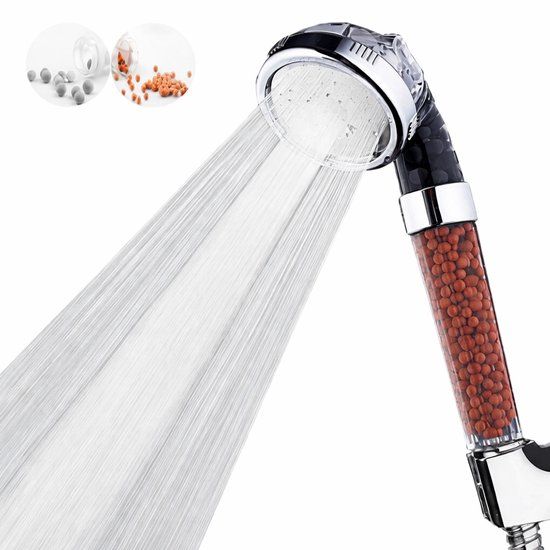 Merkloos Waterbesparende Ionische Douchekop met Mineraalstenen - Handdouche - 3 Straalsoorten - Rond