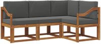 vidaXL - Acacia Hout Loungeset - Hoek Loungeset - 4 Zitplekken - Natuurlijk en Antraciet