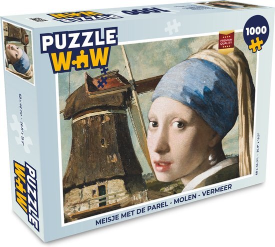 MuchoWow Puzzel Meisje met de parel - Molen - Vermeer - Legpuzzel - Puzzel 1000 stukjes volwassenen