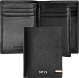 HUGO BOSS Iconic Trifold Card Case Zwart Leer