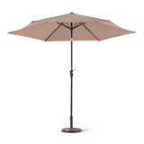 Amazon Basics Terrasparasol, Handslinger en Drukknop om te Kantelen, 242.06 cm, Bruin