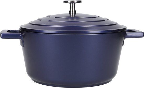 MasterClass Braadpan - 20 cm - 2.5 L - Metallic Blauw - Gietaluminium - Met Deksel