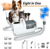 Tondeuse pour animaux de compagnie 8-en-1 - Tondeuse pour animaux de compagnie avec aspirateur - Réservoir de 2,2 litres - 3 réglages - Air chaud/froid - 210–240 V - Prise UE - Blanc
