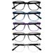 OPULIZE LEO Leesbril - 5-Pack - Groot Rechthoekig Montuur - Zwart, Blauw, Paars, Grijs, Transparant - Heren Dames - Veerscharnieren - RRRRR55-1357C - +2.00