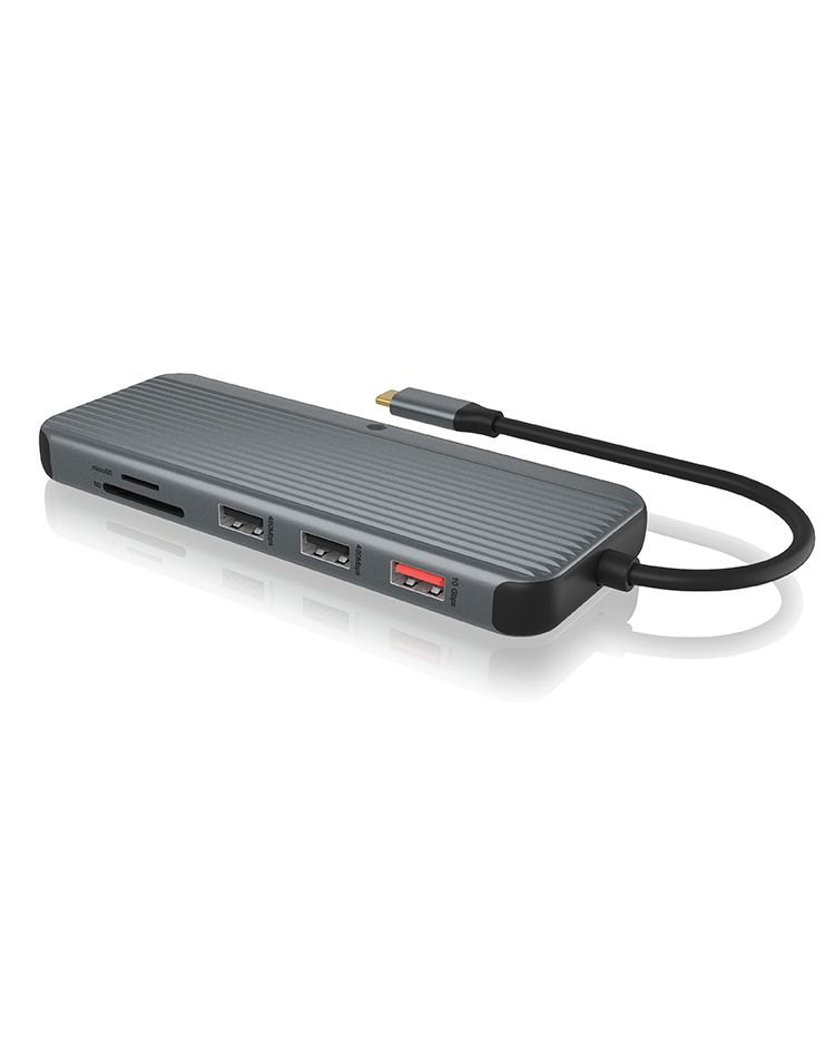 ICY BOX IB-DK4060-CPD Docking Station - USB-C - HDMI, DisplayPort, USB 3.2, Ethernet - Zwart/Grijs