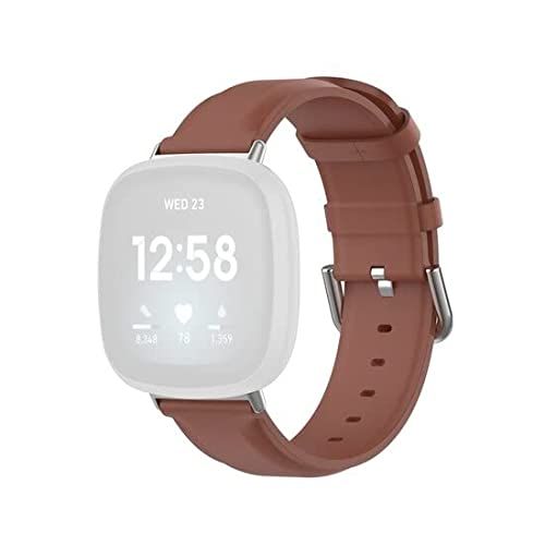 Qubix - Fitbit Versa 3/4 & Sense 1/2 leren bandje - Bruin