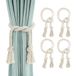 GlasFlength Gordijnhouders, 4 stuks, boho, embrasses voor gordijnen, handgebreide gordijnband, 100 cm, katoenen touw, touwhouder, voor slaapkamer, kantoor, woonkamer (beige)