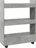 vidaXL Trolley étroit 3 niveaux bois traité gris béton