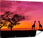 Gards Poster de jardin Deux silhouettes de girafe au coucher du soleil - 120x90 cm - Toile de jardin - Décoration de jardin - Décoration murale extérieure - Peinture de jardin