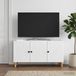 Maison Exclusive Meuble TV exclusif - Blanc, dimensions 99 x 34,5 x 50 cm, fabriqué en panneaux de particules