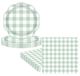 Gingham Vert assiette et serviette set de 50