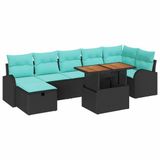 vidaXL Tuinbank Set Zwart Poly Rattan
