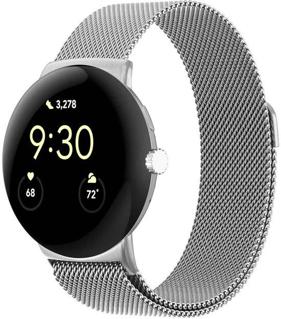imoshion Ploonk B.V. Milanees magnetisch bandje - Geschikt voor Google Pixel Watch 3 / 4 (45 mm) - Zilver