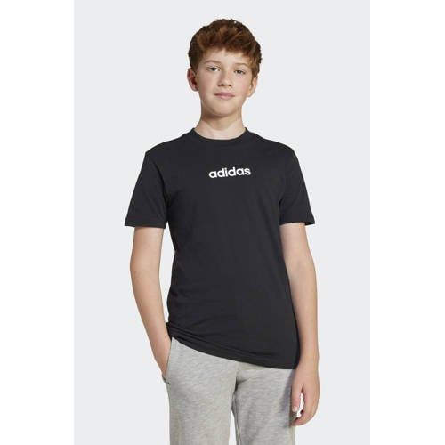 adidas uniseks-kind Essentials Linear Logo Shirt, black/white, 13-14 Years