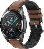 By Qubix Qubix - Bruin Leer + Siliconen Smartwatch Bandje 20mm voor Garmin Vivomove 3 / HR / Luxe / Sport / Style / Trend