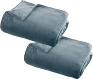 Atmosphera Plaid deken - 2x - ijsblauw - polyester - 125 x 150 cm