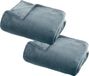 Atmosphera Plaid deken - 2x - ijsblauw - polyester - 125 x 150 cm