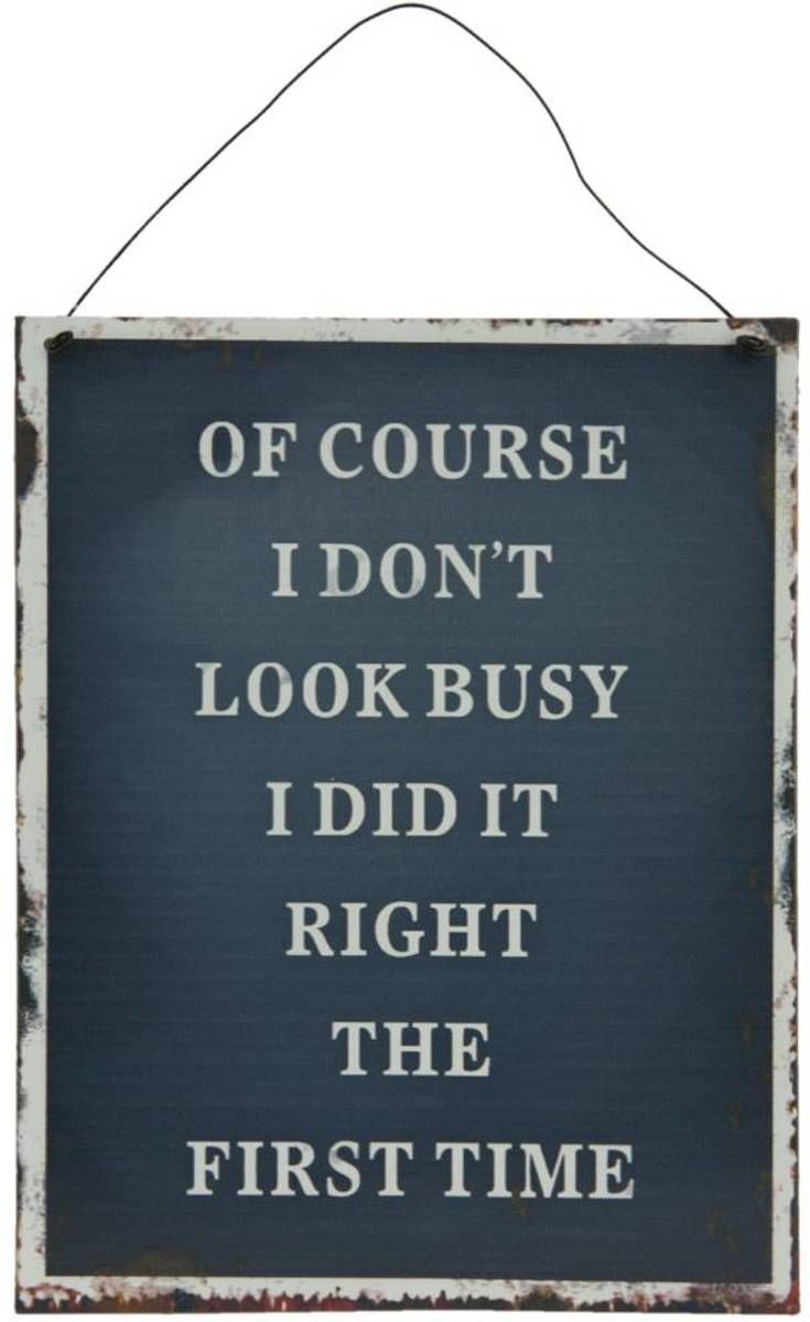 Clayre & Eef 6Y1580 - Tekstbord - 19 x 24 cm - ijzer - blauw