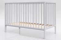 Lettino Babybedje Dominik, 120x60 cm, met bijtringen, grijs, van grenenhout