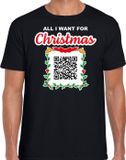 Bellatio Decorations Bellatio Christmas sweaters Kerst QR code kerstshirt All I want: You naked/ Jij naakt heren zwart XL