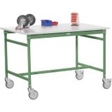Manuflex BB4054.6011 Bijzettafel basismobiel met stalen beslag schijf in Reseda groen RAL 6011, bxdxh: 1500 x 600 x 850 mm Reseda groen (RAL 9010)