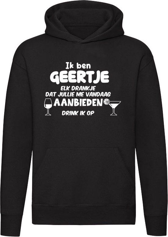 Sol's Ik ben Geertje Hoodie - Zwart - 5XL